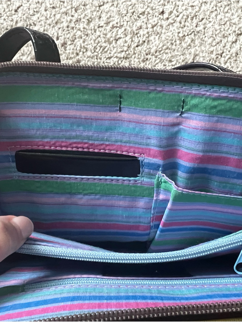 kate spade Vintage Striped Bow Shoulder Bag in Beige, Black and Green - Picture 7 of 11